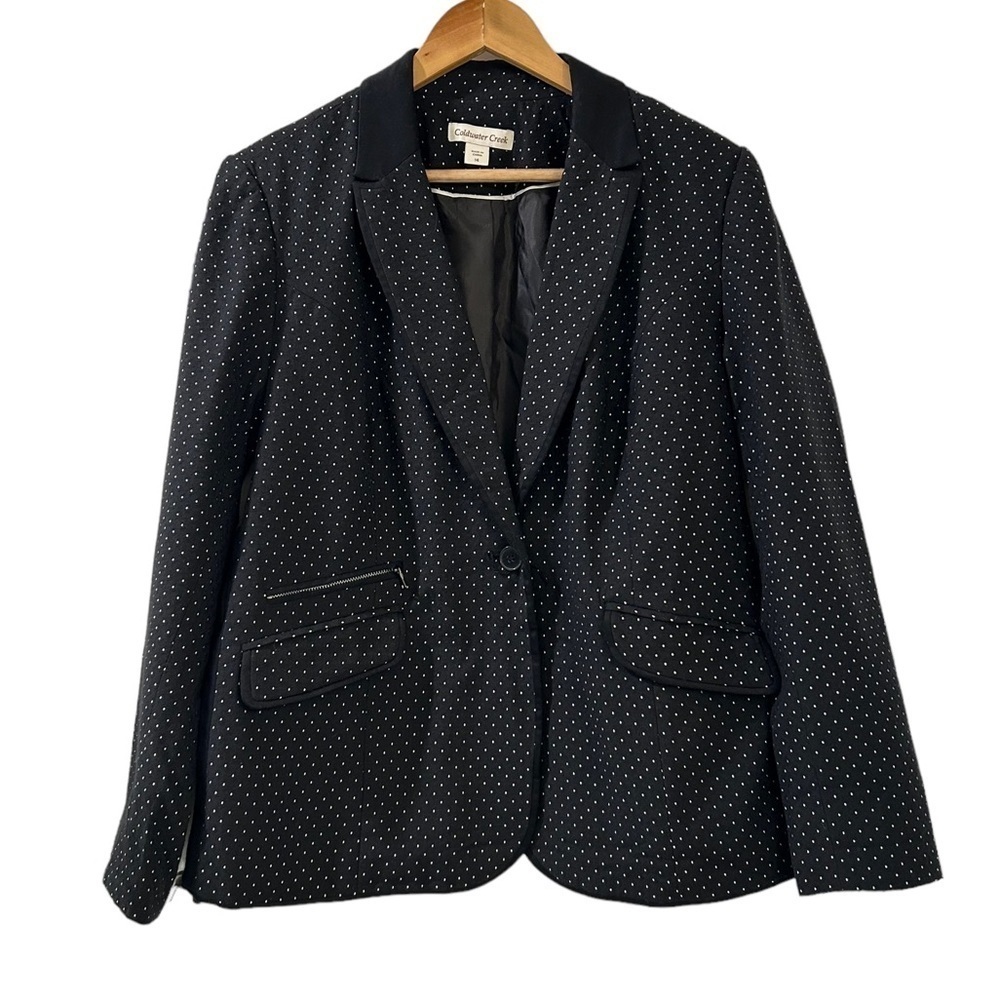 Coldwater CREEK Women’s Jacquard Dots Blazer, Black, Size 14 NWT MSRP $149.95